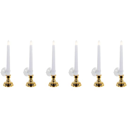 Single Light Window Candles with Remote and Timer - 10" - White - Set of 6